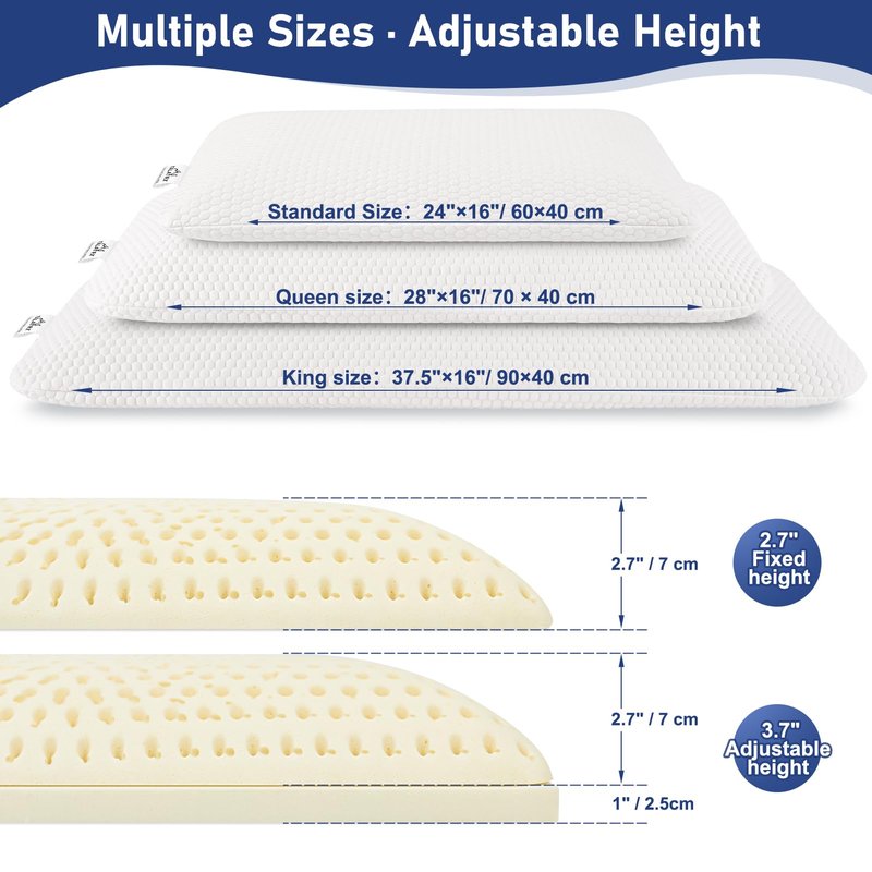 Talatex 2.7 inch Ultra Slim 100% Natural Premium Latex Ultra Thin Pillow, Flat Pillow for Stomach and Back Sleepers, Toddler Pillow Helps Cervical Neck Alignment and Deeper Sleep