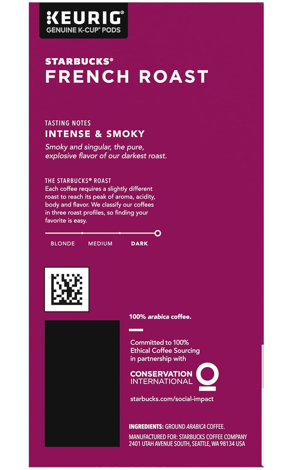 Starbucks French Roast Coffee K-Cup Pods - Intense Dark Roast Flavor | 72 Pods Total (3 Boxes)