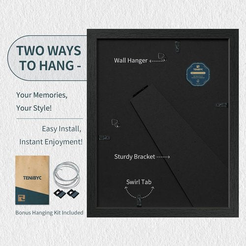Black Woodgrain Picture Frame Set of 3 by [Brand Name] - Solid Wood & HD Tempered Glass for Table Display or Wall Hanging