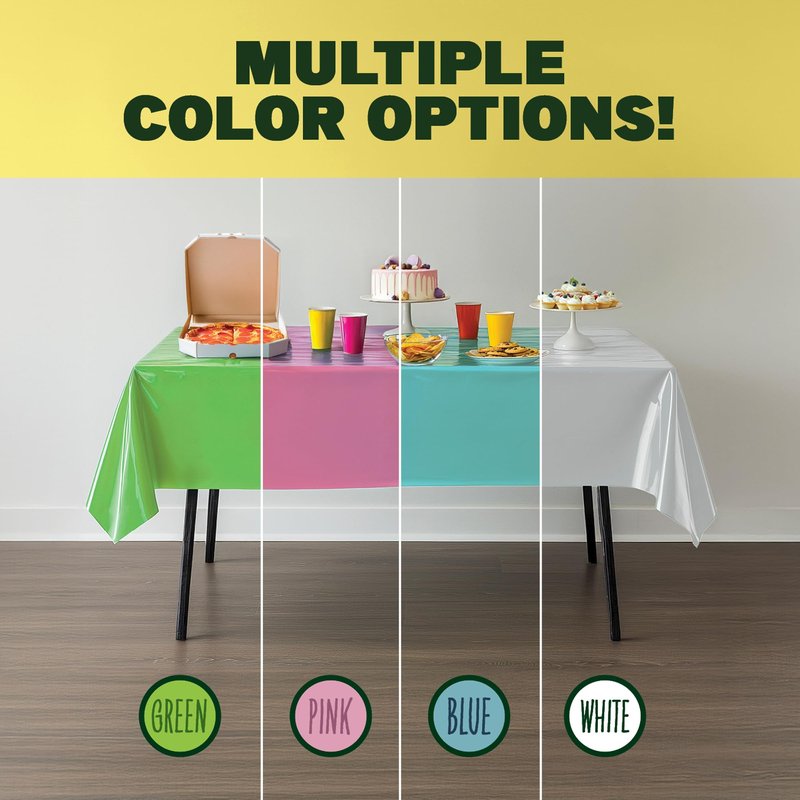 Simply Bio Compostable Tablecloths for Rectangle Tables (54''x108'', 10 Count) Disposable Rectangular Tablecloth Anti-Plastic Table Cover for Outdoor, Party, Picnic, Wedding, Green