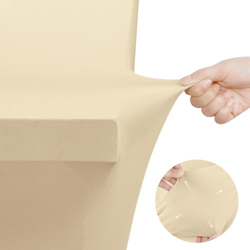 Utopia Kitchen Spandex Tablecloth 2 Pack [8FT, Champagne] Tight, Fitted, Washable and Wrinkle Resistant Stretch Table Cloth Rectangle Cover for Trade Show, Weddings & Parties [96Lx30Wx30H Inch]