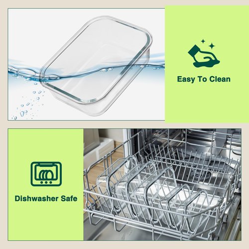 Glotoch glass meal prep containers food storage containers with lids, 5 pack of ultra-durable borosilicate, Leak-proof lunch boxes, Oven, microwave, freezer and dishwasher safe