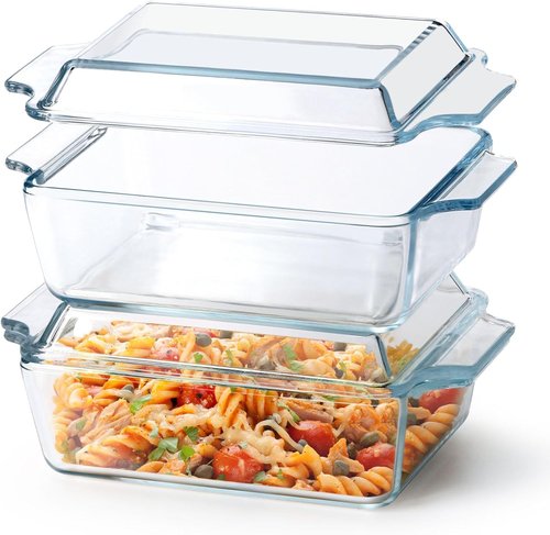 Glass Casserole Dish Set by [Brand Name] - Oven Safe Rectangular Mini Baking Dish with Lid | 5.7in x 7in