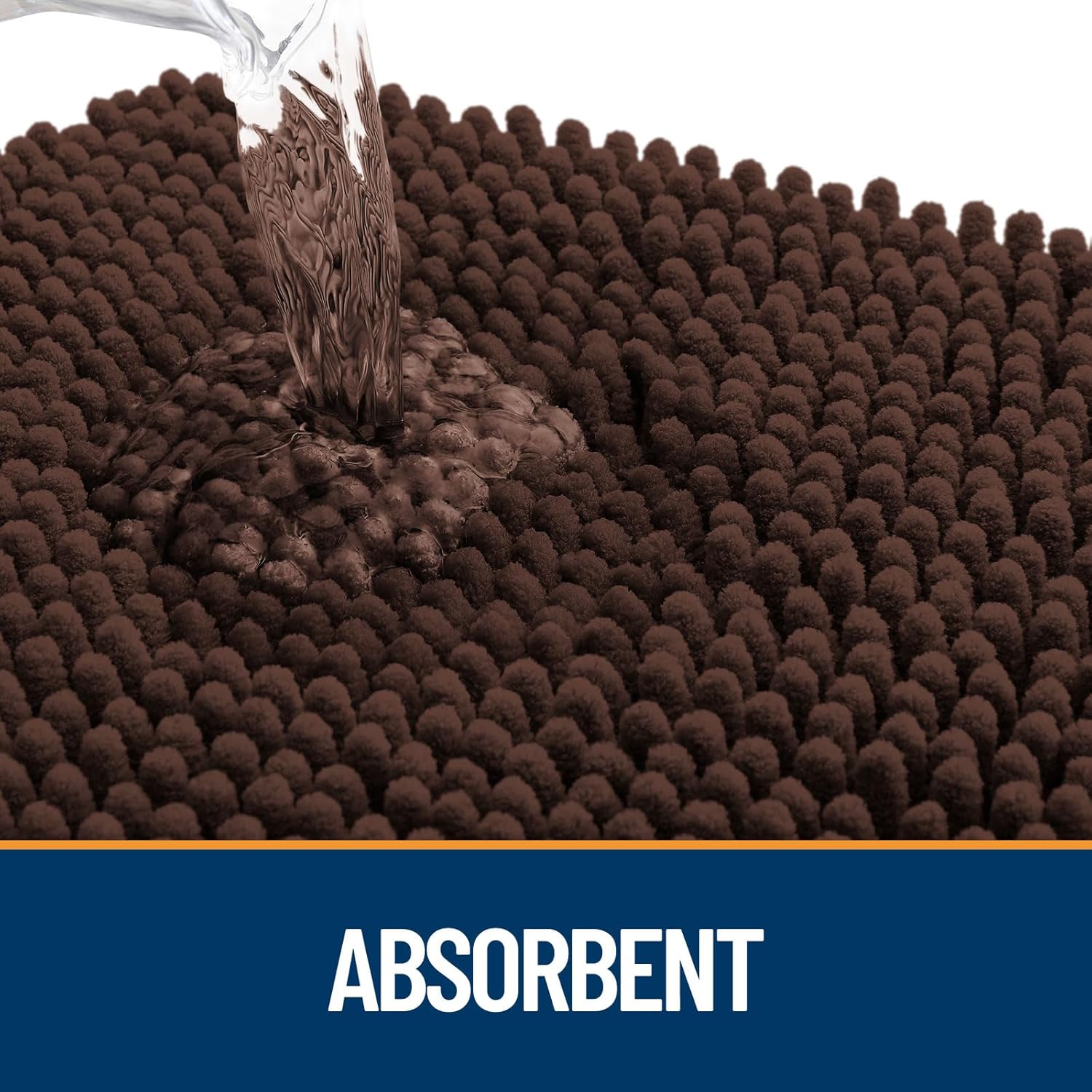 OLANLY Dog Door Mat - Absorbent Non-Slip Chenille for Muddy Paws | 70x24 Inches, Quick Dry, Brown