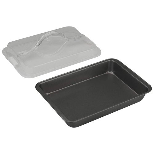GoodCook Everyday Nonstick Steel Bake-N-Take Oblong Pan, 9" x 13" with Lid, Gray