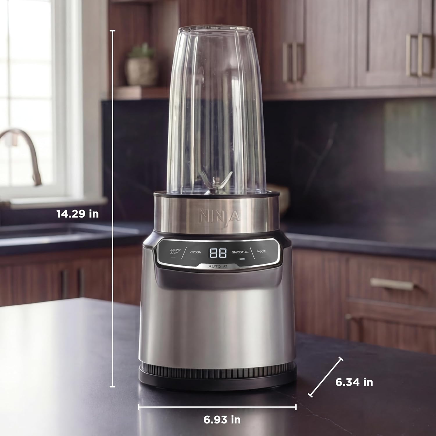 Ninja Nutri Pro Blender - Single Serve for Smoothies & Shakes - Includes 2 Cups & Lids - Silver | BN401