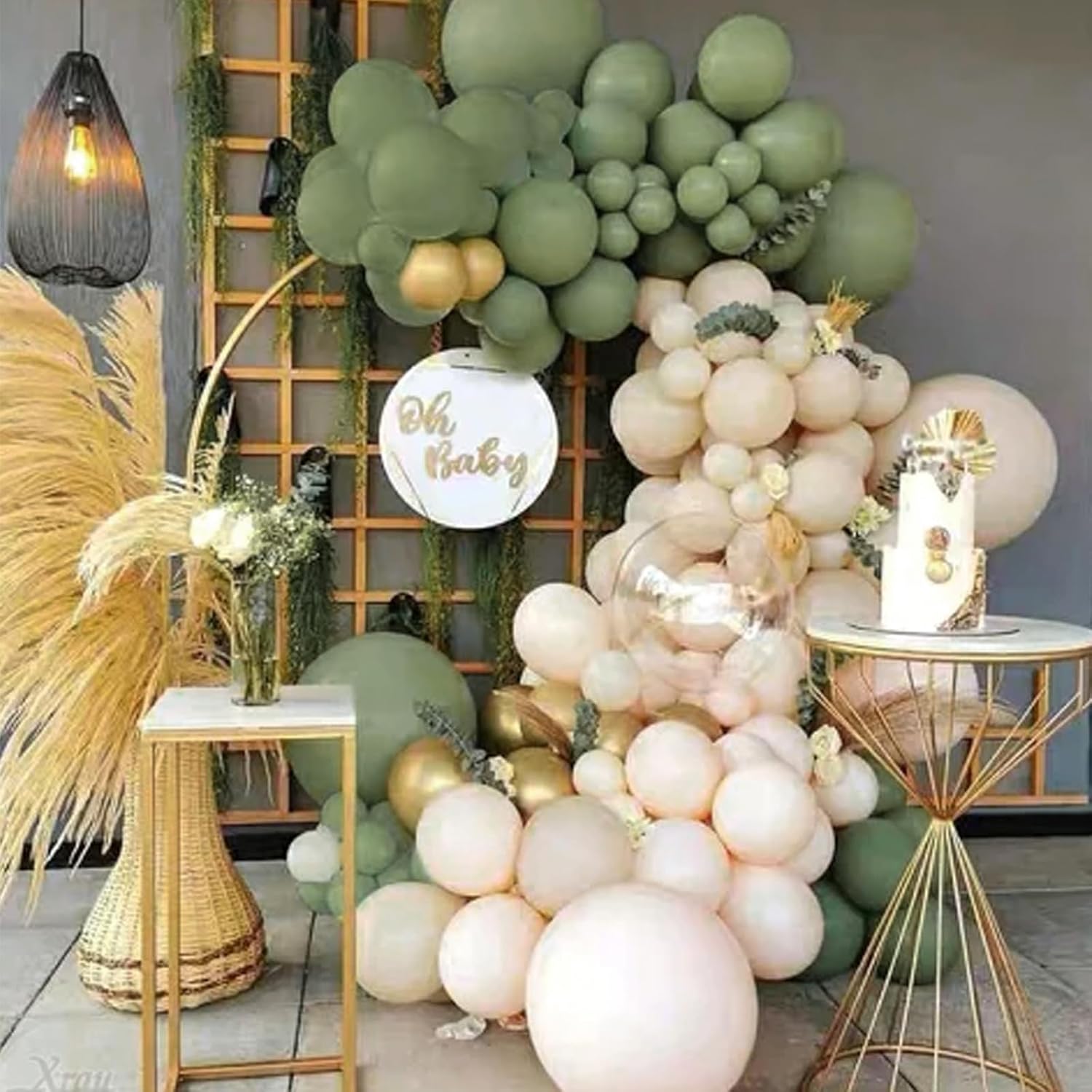 PartyWoo Sage Green Balloons - 140-Piece Boho Balloon Arch Kit for Jungle Birthday Decor | 5-12 Inch Sizes