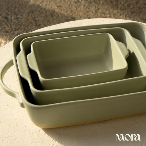 Mora Ceramic Baking Dish - Large 9x13 in Extra Deep Casserole Pan | Porcelain Bakeware in Thyme