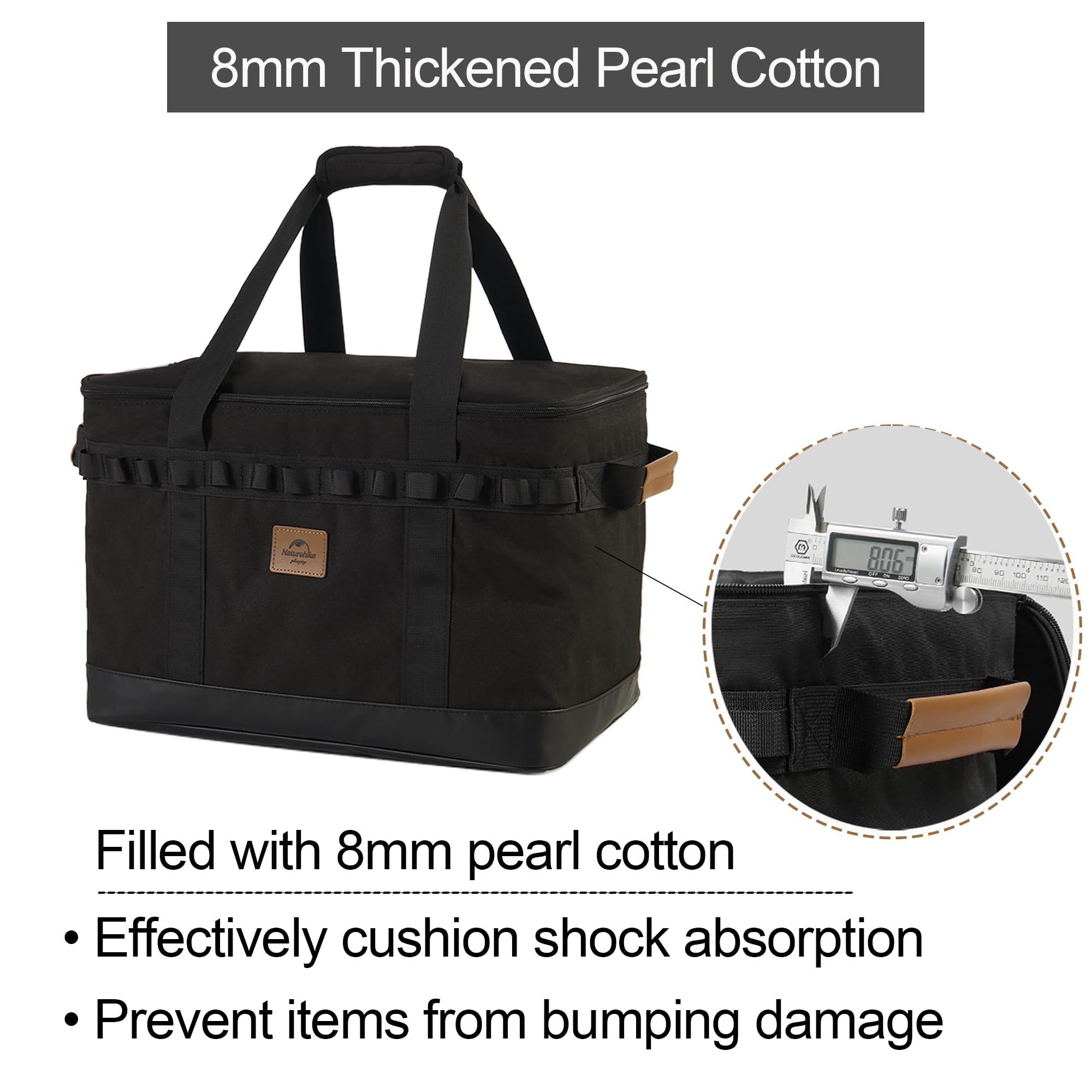 Naturehike 36L Camping Organizer,300D Waterproof Camping Storage for Camping Cooking Utensils and Camping Cookware,with Hard Bottom,with Removable partition for Camping,RV,Hiking