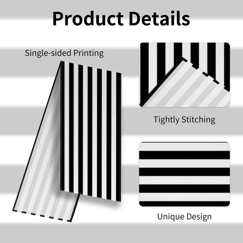 Black and White Table Runner 13x90inchs Black White Striped Table Runner for Party Table Decor Linen Runner for Kitchen Dining Decor