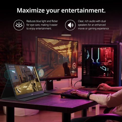 MNN Portable Monitor - 15.6" FHD 1080P Ultra-Slim IPS Display with Smart Cover & Speakers | Plug & Play for Laptop, PC, Mac