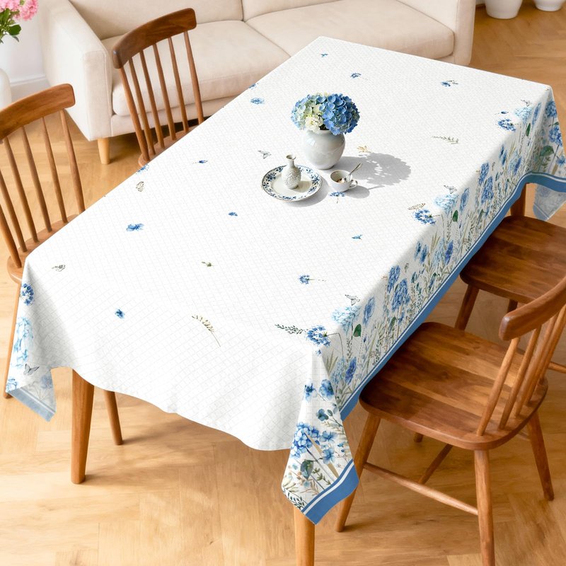 Arquiel Spring Summer Flowers Tablecloth Waterproof, Blooming Hydrangea Table Cloth Rectangle Stain Resistant, Washable Table Cover for Home Kitchen Dining Party Decoration (60×84 Inch)