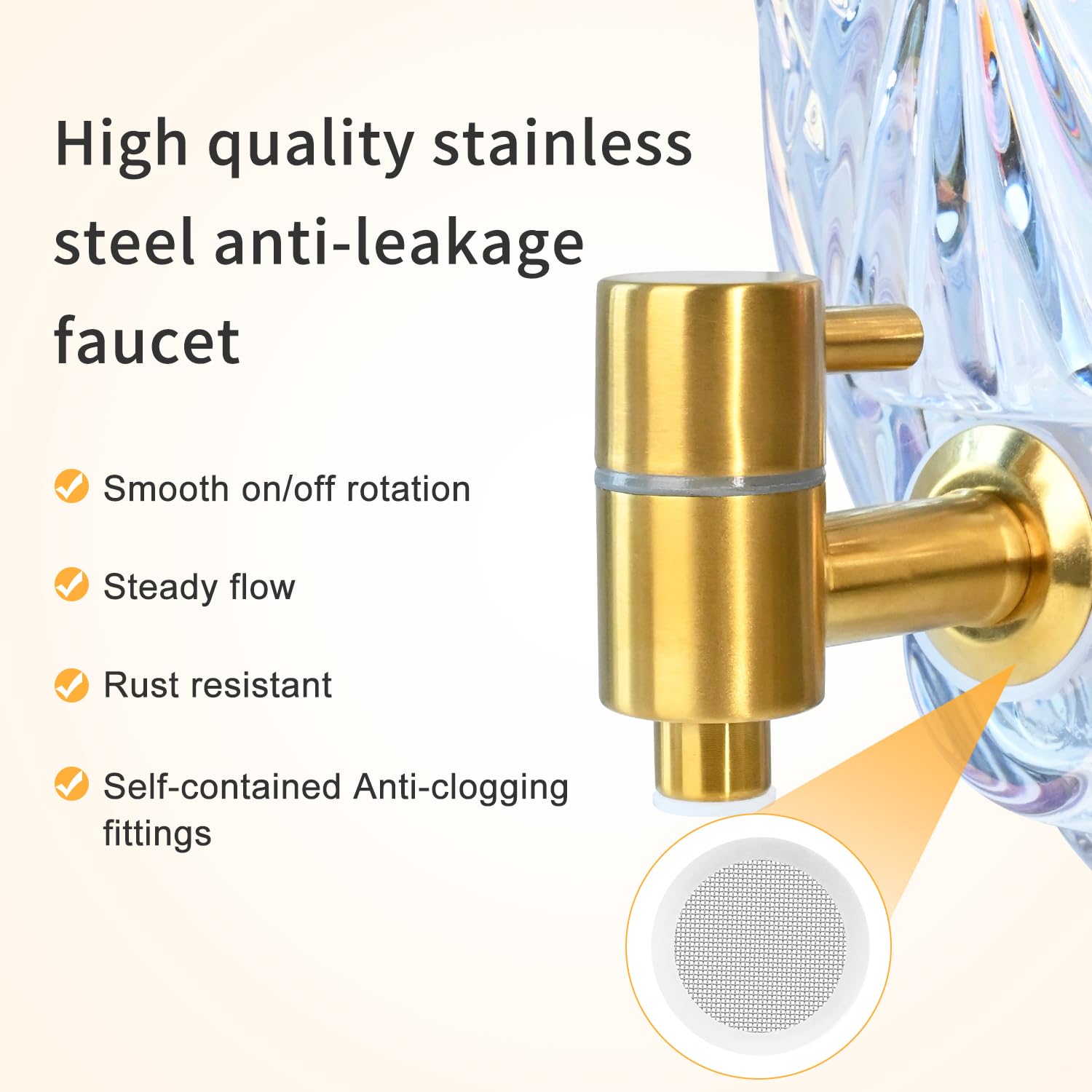 1.3 Gallon Glass Drink Dispenser, Glass Beverage Dispenser with Spigot for Party Bar Wedding, Crystal Collection Jug, Wide Mouth with Lid, Iced Beverage Dispensers (1.3gal colorful)