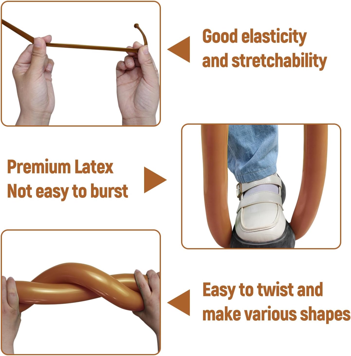 Skiennix 100Pcs Brown Long Balloons - Thick Latex Twisting Balloons for Party Decorations | Cocoa