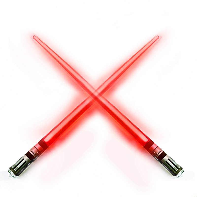LIGHTSABER CHOPSTICKS LIGHT UP STAR WAR LED Glowing Light Saber Chop Sticks REUSABLE Sushi Lightup Sabers -Removable Handle Dishwasher Safe -Premium GIFT BOX and CARRY POUCH Included - Red - 1 Pair