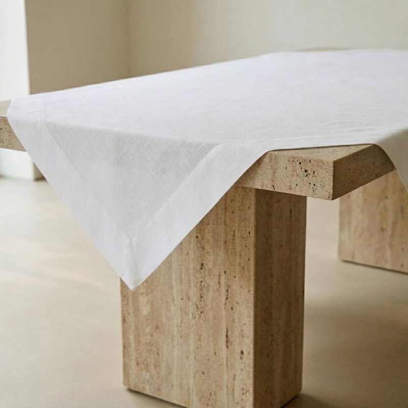 Solino Home Linen White Square Tablecloth 52 x 52 Inch - 100% Pure Linen Table Throw - Fete, Machine Washable Table Cloth for Mothers Day, Spring, Summer, Memorial Day