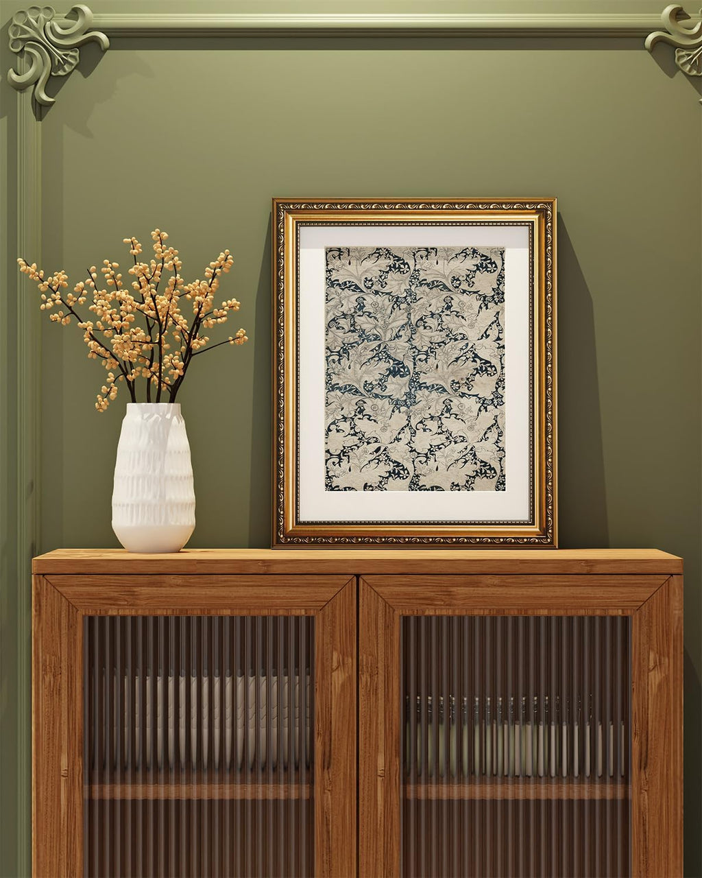 VIYYIEA Gold Framed Floral Canvas Print - Romantic Botanical Wall Art for Home Decor | 13x16in
