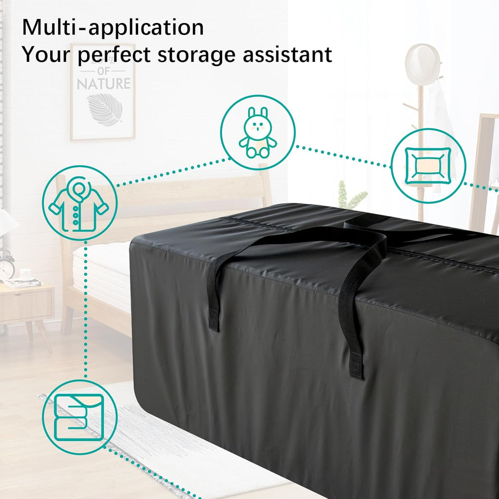 Skiennix Heavy Duty Moving Bags - Reinforced Zipper & Handles | Durable Storage Totes - 6 Pack, Black