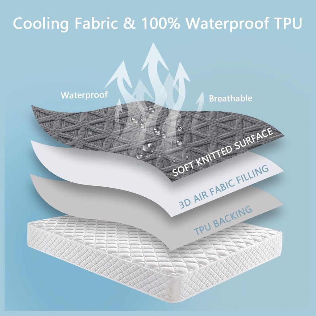 Skiennix Premium Waterproof Mattress Protector - Breathable Twin Size Bed Cover, Soft & Noiseless