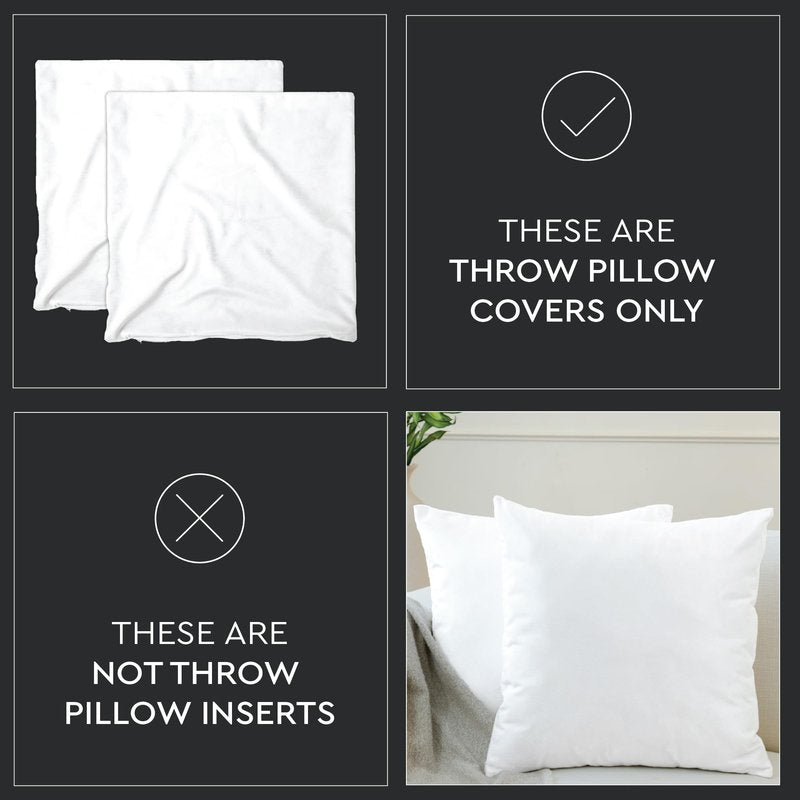 Encasa XO Velvet Throw Pillow Covers 22x22 in (55x55 cm) - Navy Blue - No Inserts, Pack of 2 Cases | Solid Plain Dyed Soft & Smooth, Square Decorative Cushion Covers for Living & Bedroom