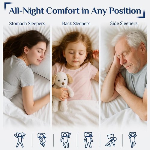 JOLLYVOGUE Queen Size Pillows - Soft Supportive Down Alternative Set of 2 for Side & Back Sleepers