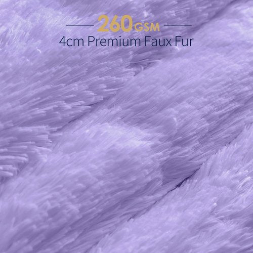 Mr. Sandman Faux Fur 15 Pound Weighted Blanket Queen Size, Luxury Elegant Long Fur Weighted Blanket Throw for Bed Sofa, Super Soft Warm Sherpa Reverse Heavy Blanket Throw - 60"×80", Light Purple