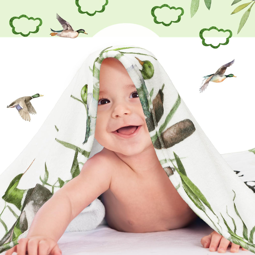 Preboun Baby Monthly Milestone Blanket 40"x60" Mallard Duck Months Blanket Photo Props Mallard Duck Stuff Growth Chart Milestone Gift for Boy or Girl with Felt Marker Newborn Photoshoot