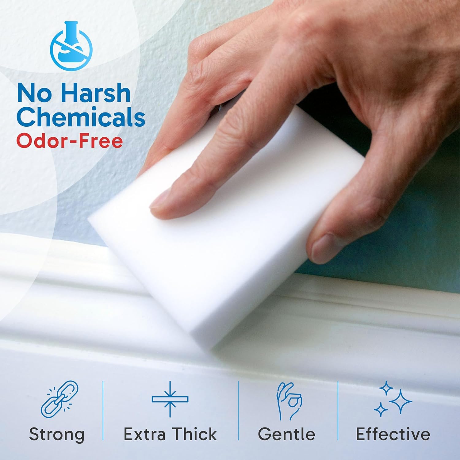 Skiennix Extra Large Eraser Sponge - Extra Thick, Long Lasting Melamine Cleaning Pads | 20 Pack, White Foam for Home & Office