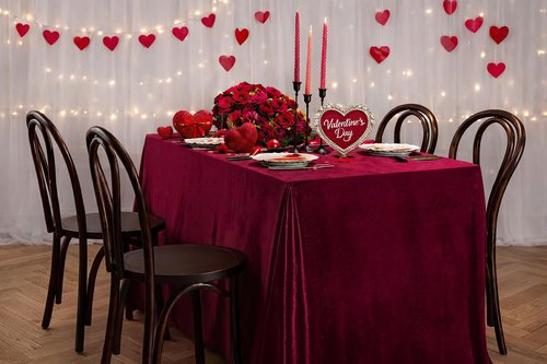 SoarDream Burgundy Velvet Tablecloth 60x102 Inch Soft Rectangular Table Overlay for Christmas Cake Table Holiday Dinner Decor