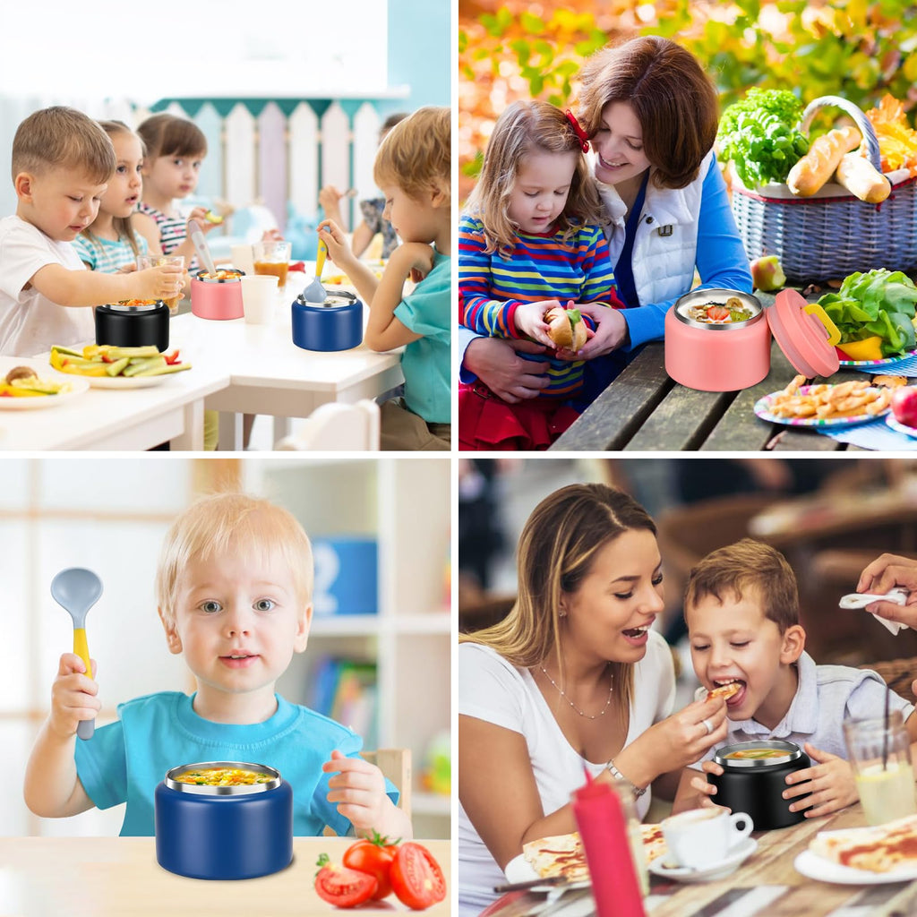 MAISON HUIS 8oz Soup Thermo Wide Mouth Vacuum Insulated Thermo Food Jar, Leak Proof Stainless Steel Thermo for Hot&Cold Food Kids Food Lunch Soup Container for School Travel (Pink)