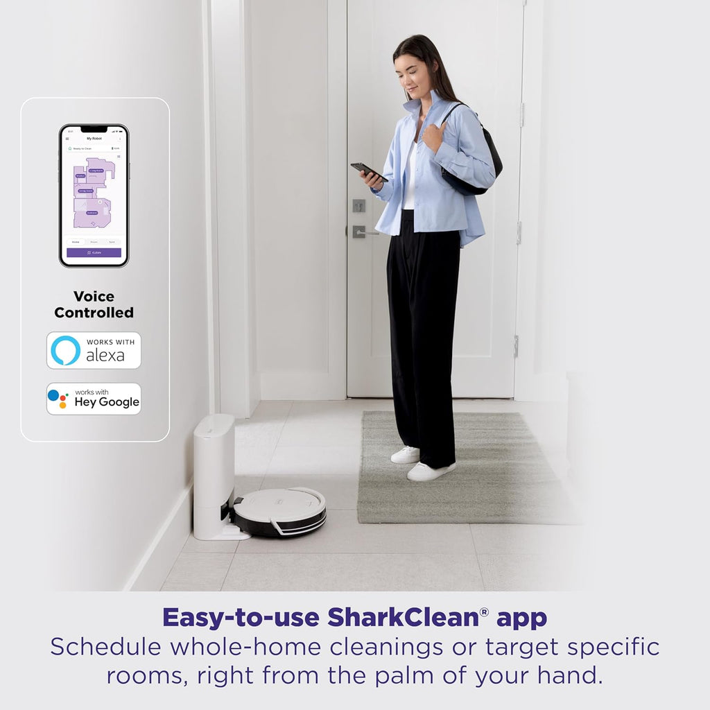 Shark Navigator Robot Vacuum - Powerful Suction & SmartPath Navigation | Self-Empty Base, White, AV2110S