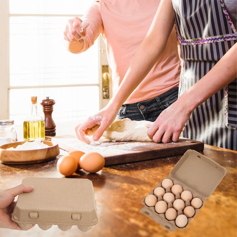 Ccuiicy 20 Pack Egg Cartons Bulk, 3x4 Style Reusable Empty Natural Paper Pulp Egg Cartons, Sturdy Design Egg Holder Containers for Fresh Chicken Eggs