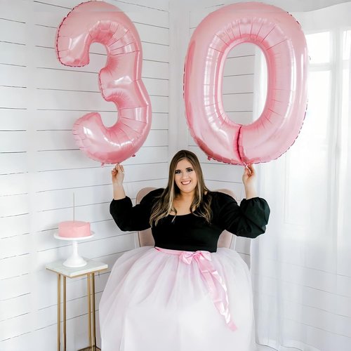 40" Pastel Pink Balloon Number 0 | Large Foil Pink Birthday Decoration for Girls & Women