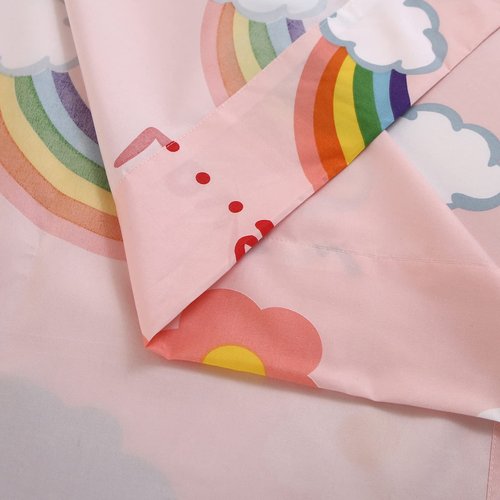 SDY 4PCS Rainbow Bedding Sheet Set,Twin Size Cute Pink Unicorn Sheets Set Included 1 Deep Pocket Fitted Sheet+1 Top Flat Sheet+2 Pillowcases for Kids Girls Toddler…