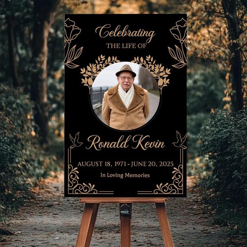 Editable Celebration of Life Welcome Sign - Personalized Memorial Poster for Funeral Service | Modern Remembrance Decor