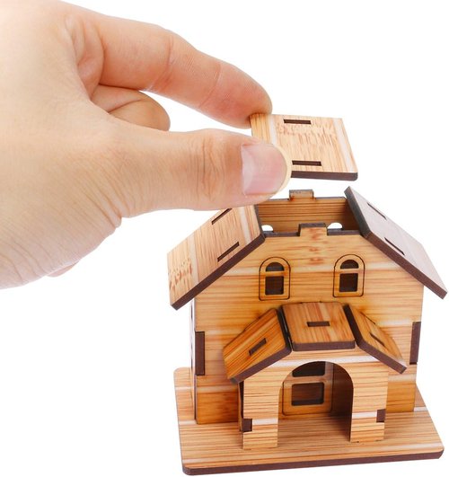 3D Wooden Puzzle - Mini DIY Model House Kit | Educational Jigsaw Puzzle Gift for Kids & Adults