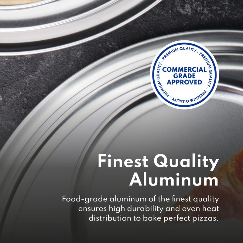 New Star Foodservice Restaurant-Grade Aluminum Pizza Pan/Tray, Wide Rim, 20 Inch, Pack of 6
