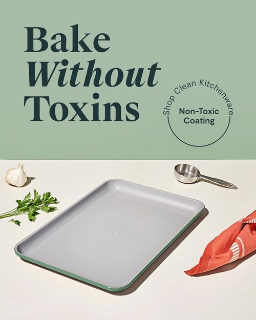 Caraway Non-Stick Ceramic Baking Sheet - Non-Toxic, PTFE & PFOA Free - Perfect for Baking & Roasting - Medium (15" x 10") - Sage