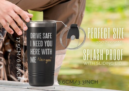 Onebttl Stainless Steel Tumbler for Boyfriend, Husband or Him - 20oz Drive Safe Gift for Birthday, Anniversary