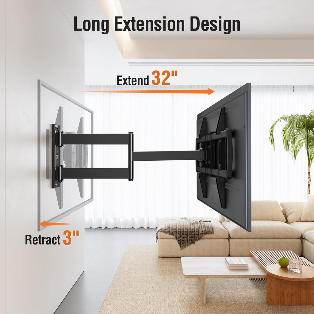**ELIVED Long Arm TV Mount - Articulating Wall Bracket for 42-75 Inch TVs | 32" Extension, Swivel & Tilt**