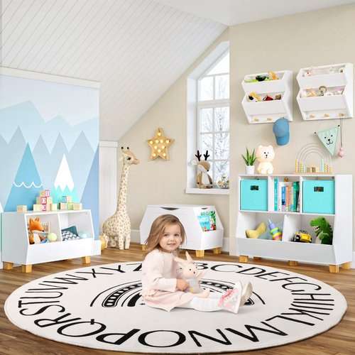 Truqual Nursery Rug Round Rainbow Classroom Rug Elementary, Non-Slip Rainbow Rug for Girls Room, Extra Large Learning Carpet for Kids Playroom, Circle Play Mat for Toddlers