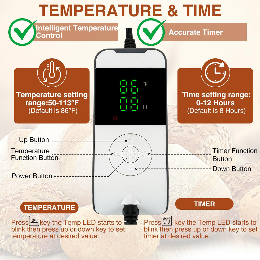 BLUBYEES Bread Proofing Box with Heater for Precise Temperature Fermentation, Folding Zippered Dough Proofer Warming Box for Bread, Pizza, Sourdough, Yogurt and Handmade Soap