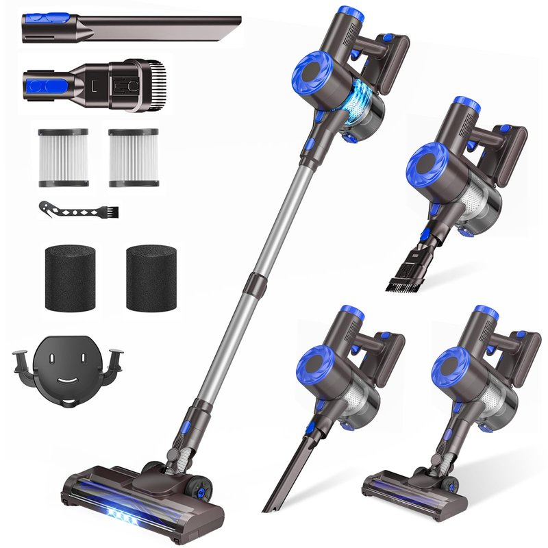 AIRDIYA Cordless Vacuum Cleaner, Super Power Suction Stick Vacuum Cleaners with 2200 mAh Battery,8-in-1 Lightweight Self-Standing, 35 Mins Runtime for Home Low-Pile Carpet Pet Hair
