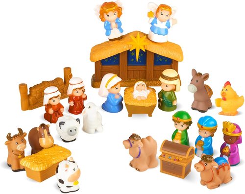 HARDWIND Nativity Set - 25-Piece Christmas Story Playset Figurines for Kids Ages 1-6+