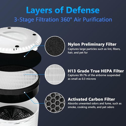 LEVOIT LV-H132 Replacement Filter - 3-in-1 Air Purifier Filter, 2 Pack for Optimal Performance