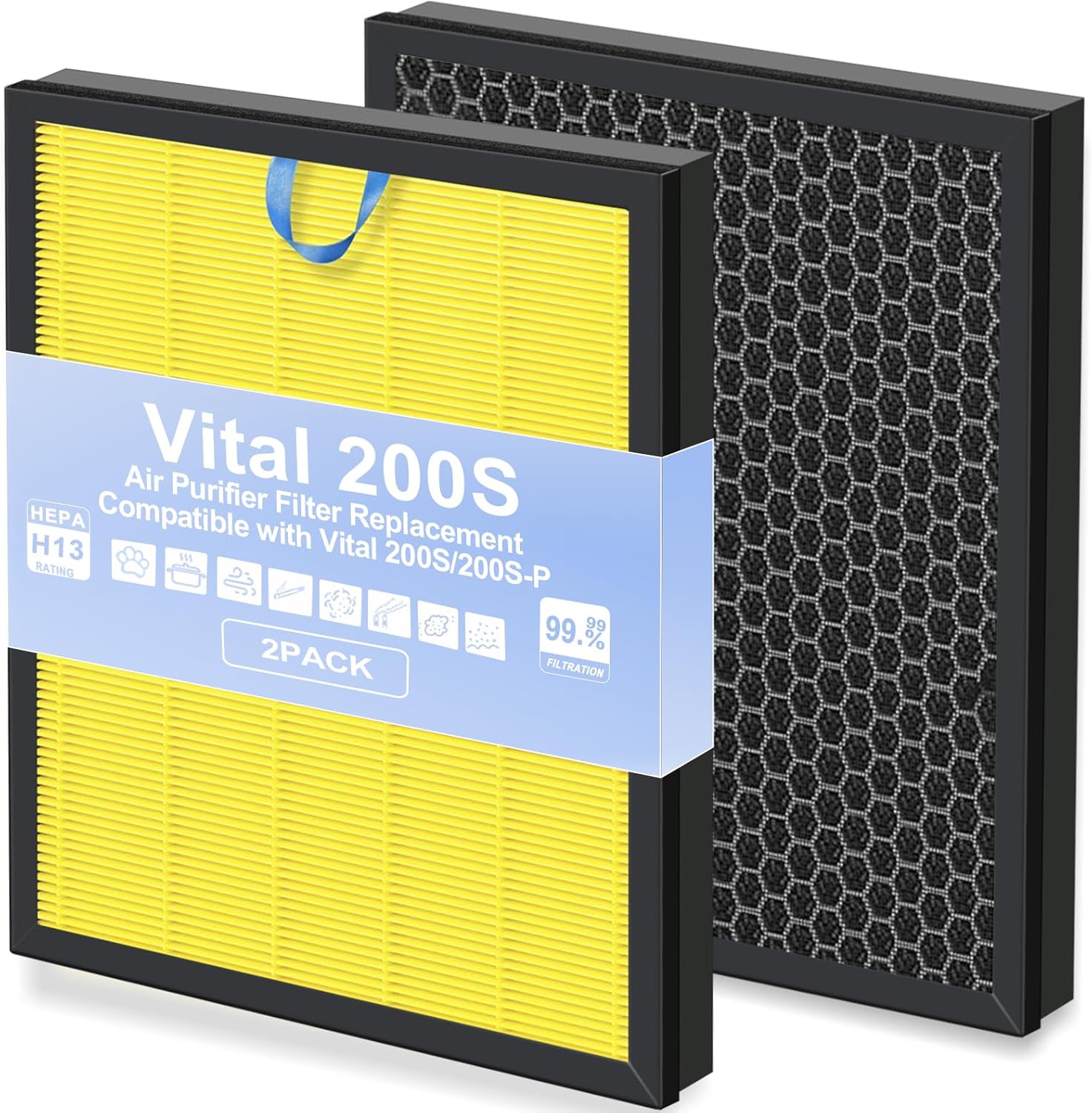 Vital 200S Replacement Filter - H13 True HEPA + Activated Carbon | 2-Pack for Easy Install & Long-Lasting Use