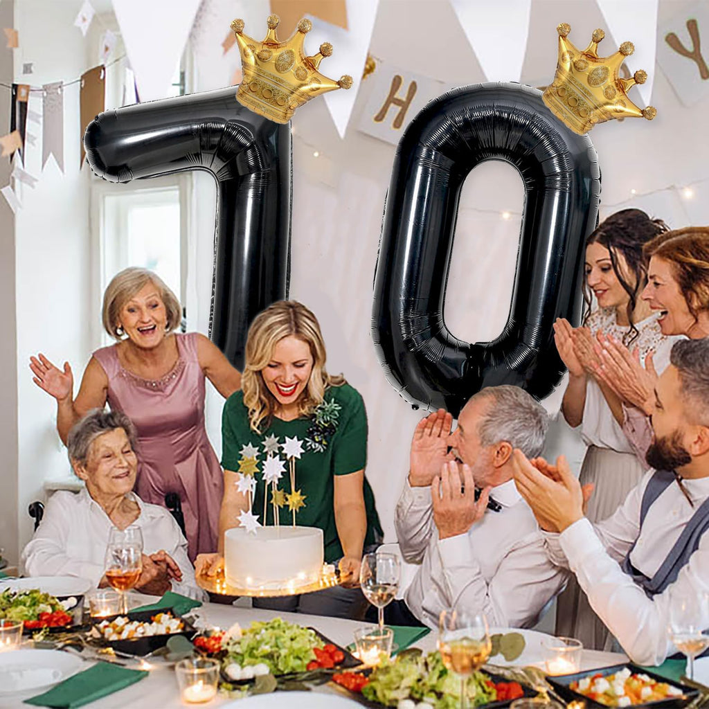 Skiennix 20th Birthday Foil Balloon - Large 40-Inch Black Number with Gold Crown | Perfect for Boys & Girls Celebrations