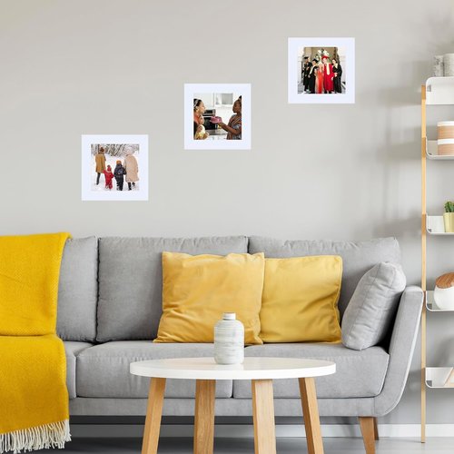 JCJMY 4x4 Picture Frame - White Wall Hanging & Tabletop Display | Shatter-Resistant Plexiglass