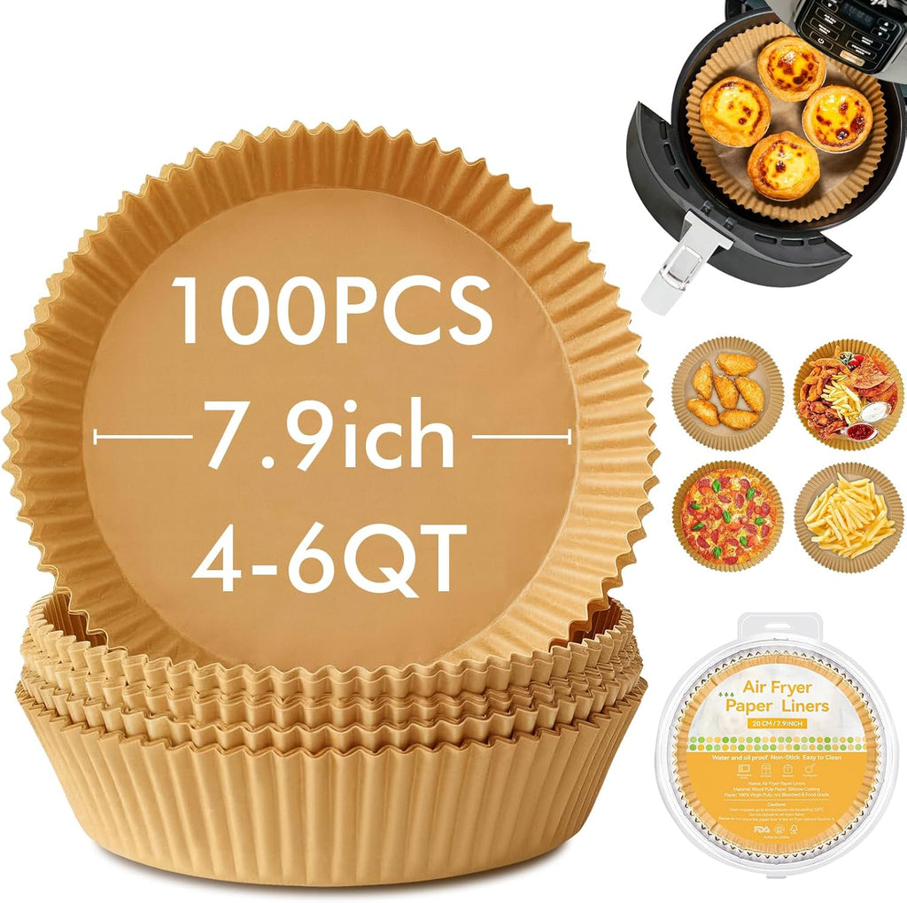 Ninja | 100PCS Non-Stick Disposable Parchment Paper - Easy Clean for 8-Inch Air Fryers