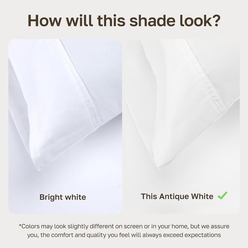 California Design Den Twin XL Bed Sheets Set - 100% Cotton, 400 Thread Count, Silky Sateen - Antique White